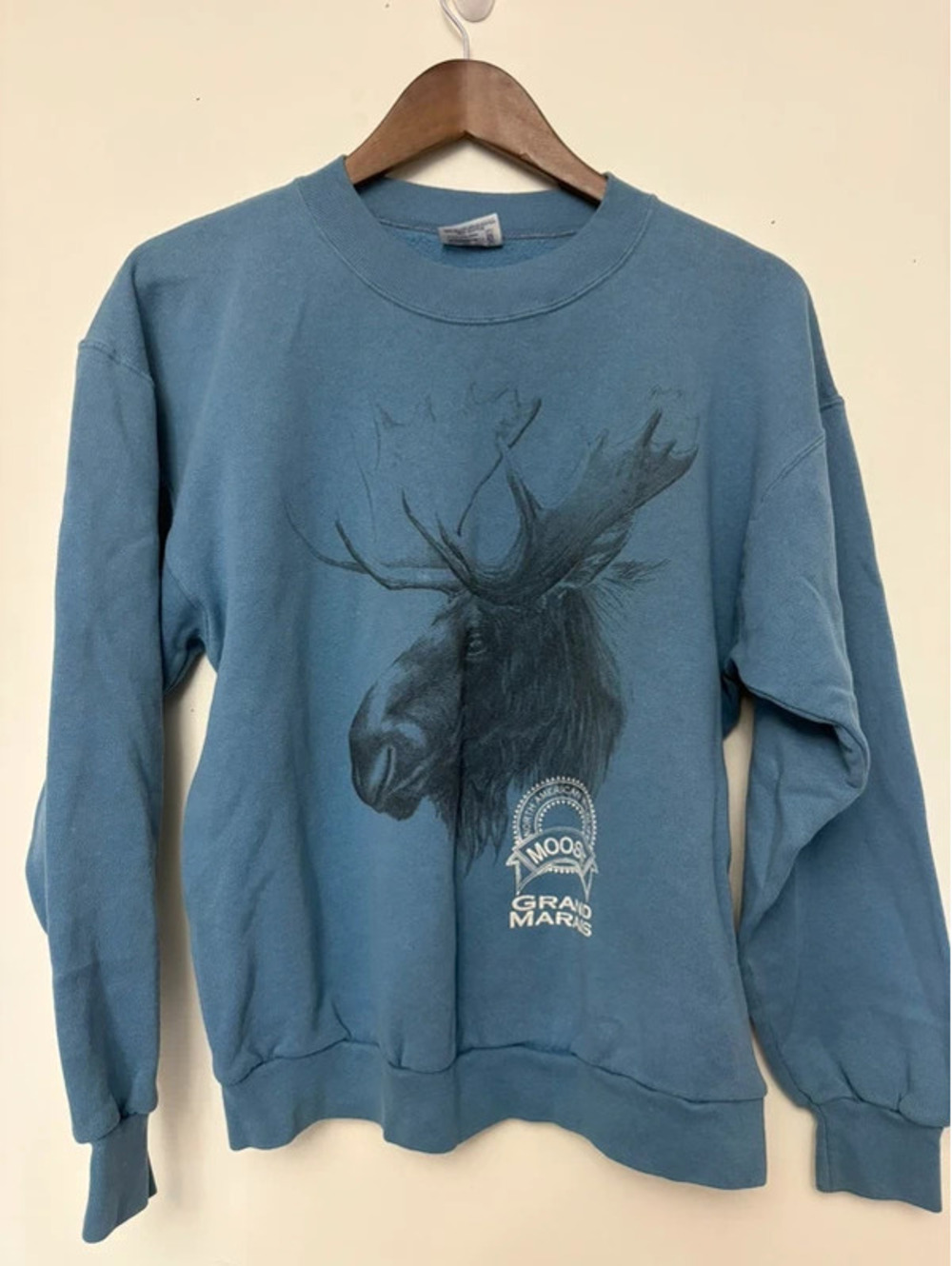 Vintage 90s Tee Jays Large Grand Marais Moose Graphic Sweatshirt USA